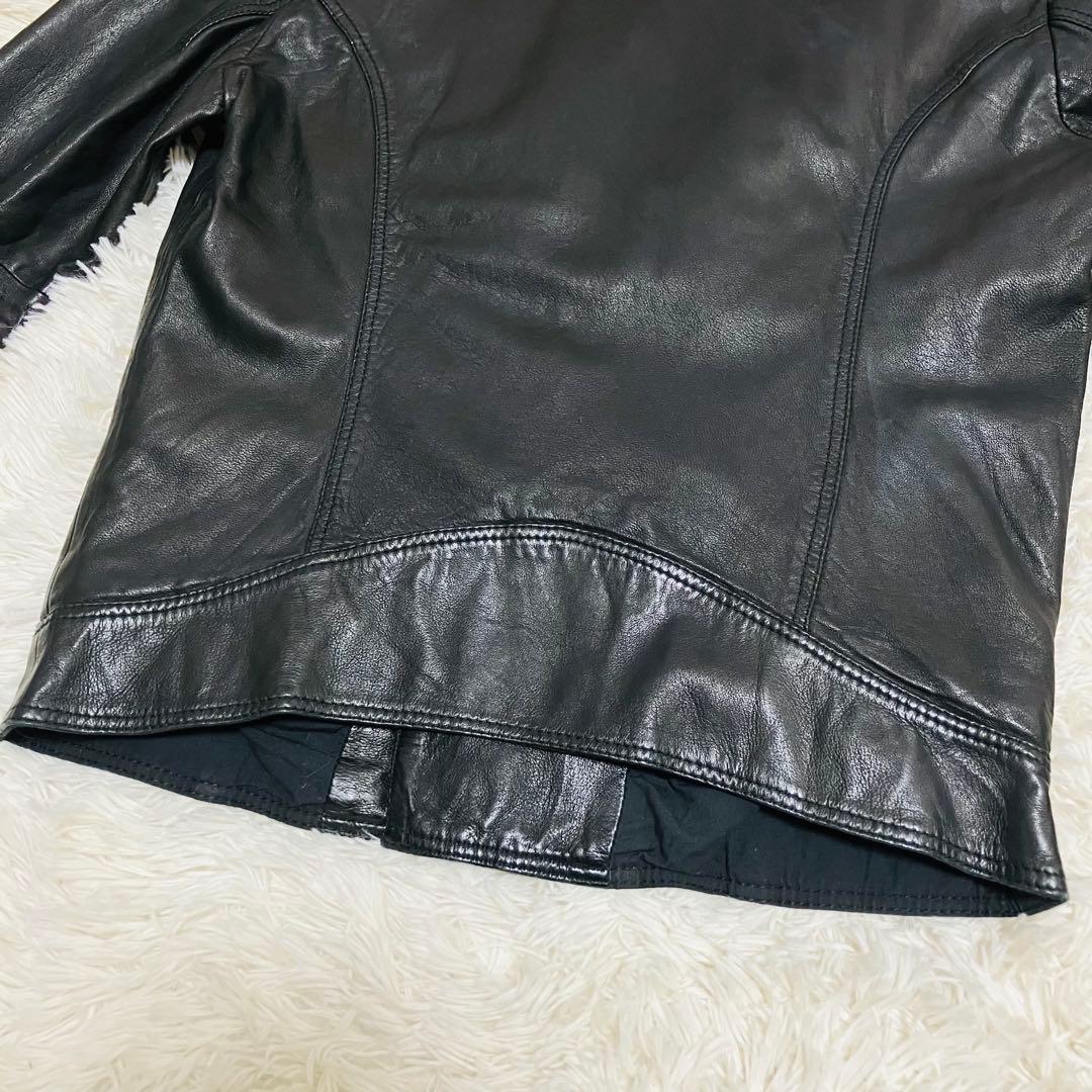 【美品】DIESEL ディーゼル ラムレザー ダブルライダース 星型パンチング