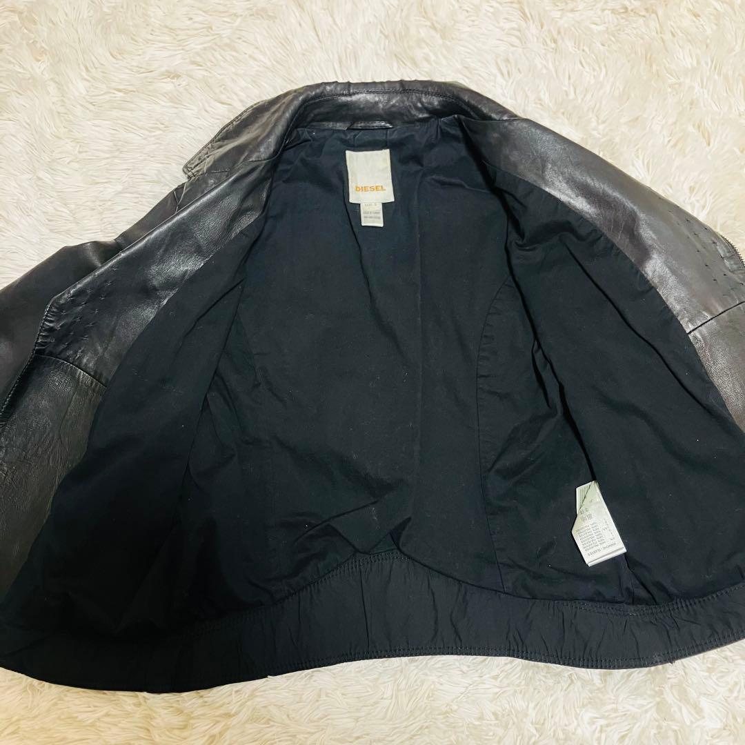 【美品】DIESEL ディーゼル ラムレザー ダブルライダース 星型パンチング