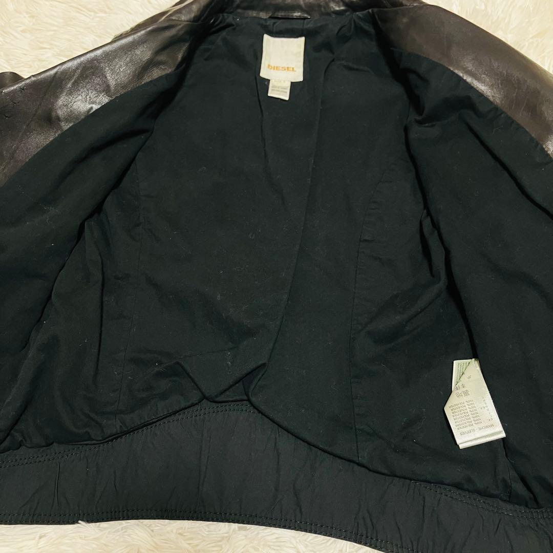 【美品】DIESEL ディーゼル ラムレザー ダブルライダース 星型パンチング