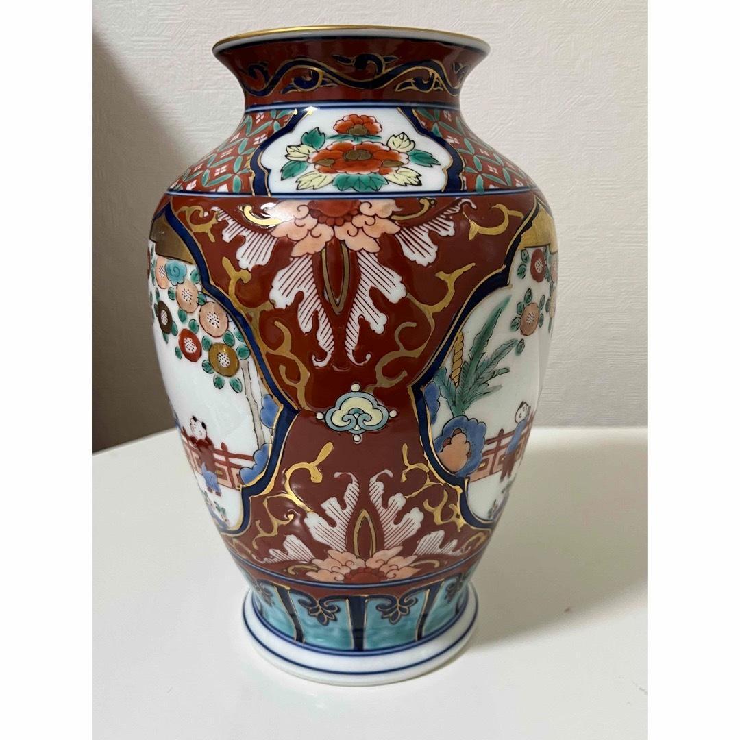 秀峰 在銘 壺 花器 金彩 色絵 唐草 花絵図 人物 童子 美術 骨董 有田焼