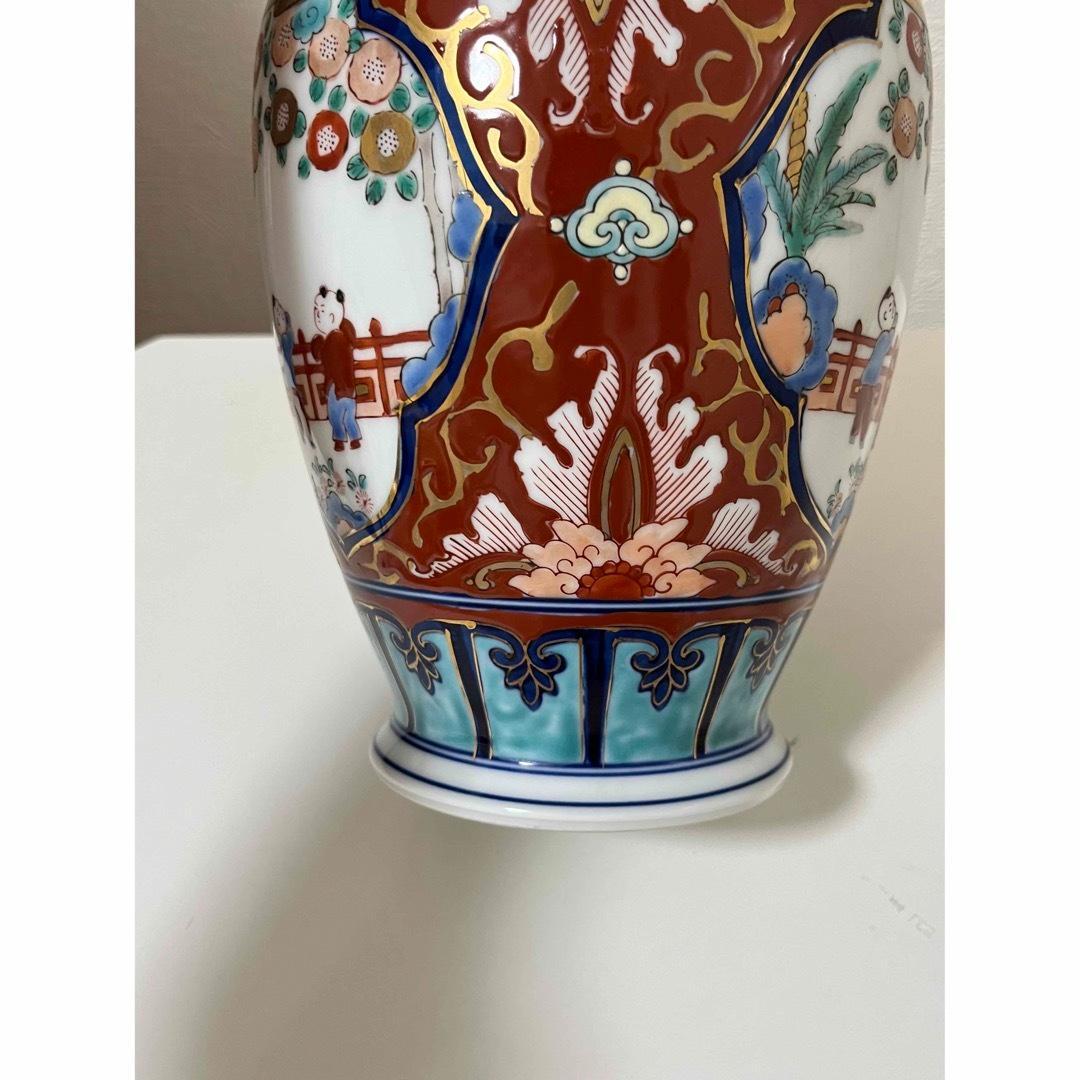 秀峰 在銘 壺 花器 金彩 色絵 唐草 花絵図 人物 童子 美術 骨董 有田焼