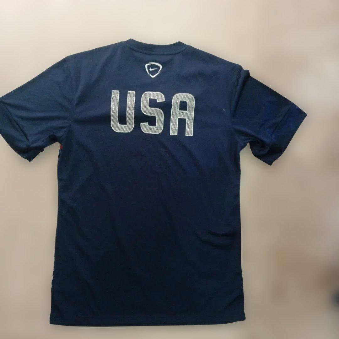 NikeDri-FITアメリカ代表トレーニング ストライプシャツネイビーＬサイズ