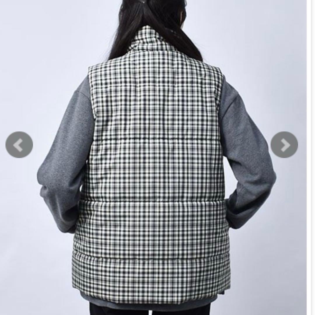 《新品》ドラッグストアーズ　スタンドカラーブタワッペンチェック 中綿ベスト