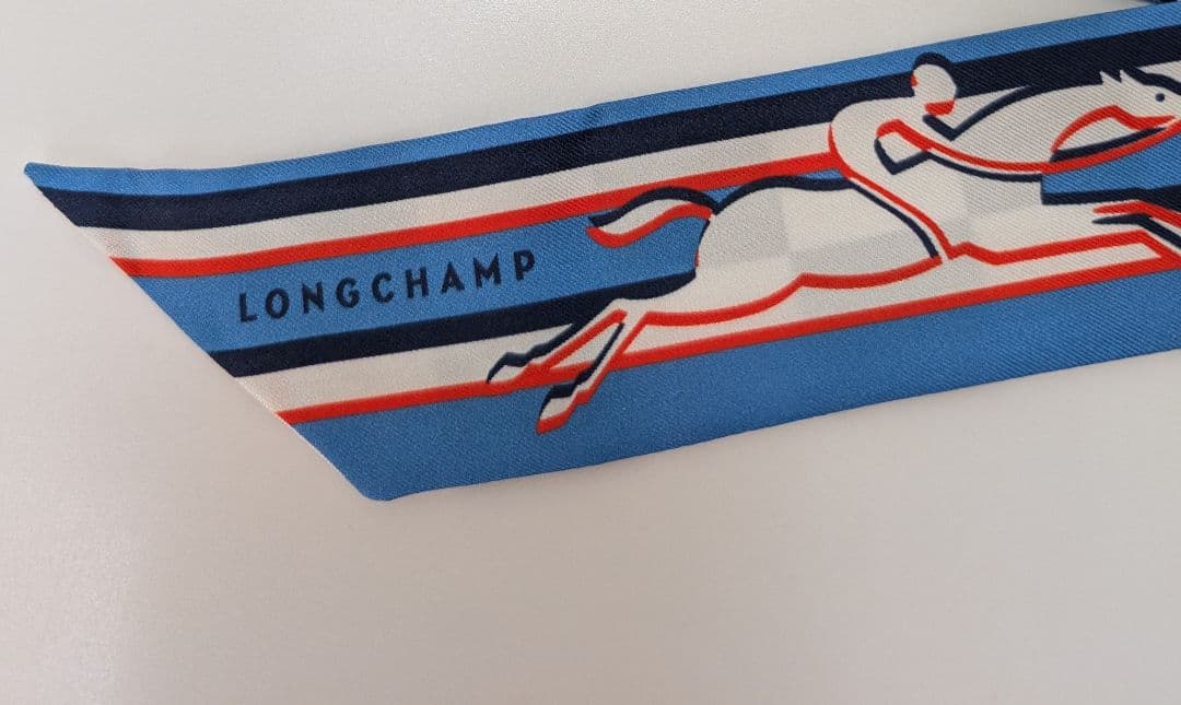 未使用 ロンシャン シルクリボン スカーフ LONGCHAMP