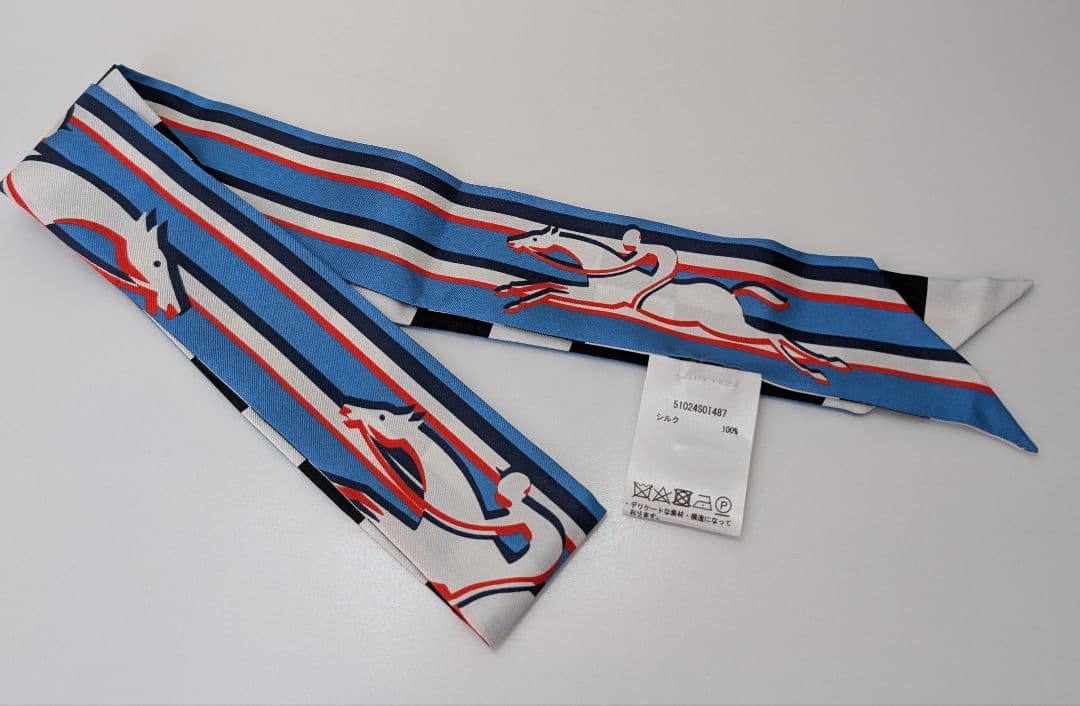 未使用 ロンシャン シルクリボン スカーフ LONGCHAMP