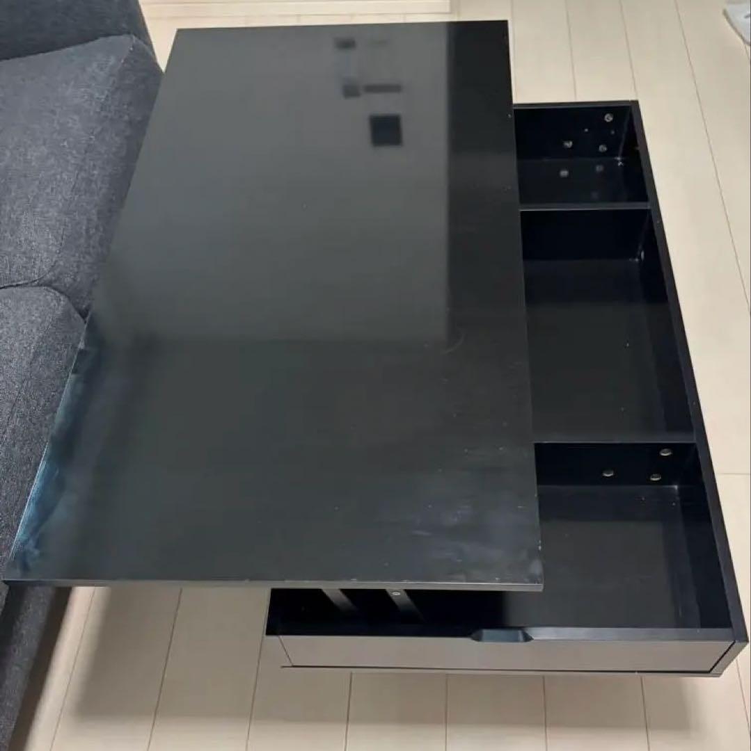 黒のセンターテーブル 引き出し付き
