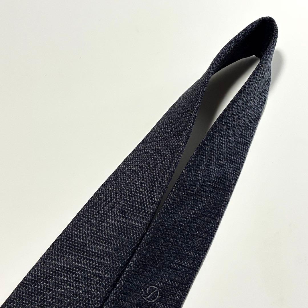 3698✨極美品✨エステーデュポン ネクタイ 無地 ソリッド ワンポイント ロゴ