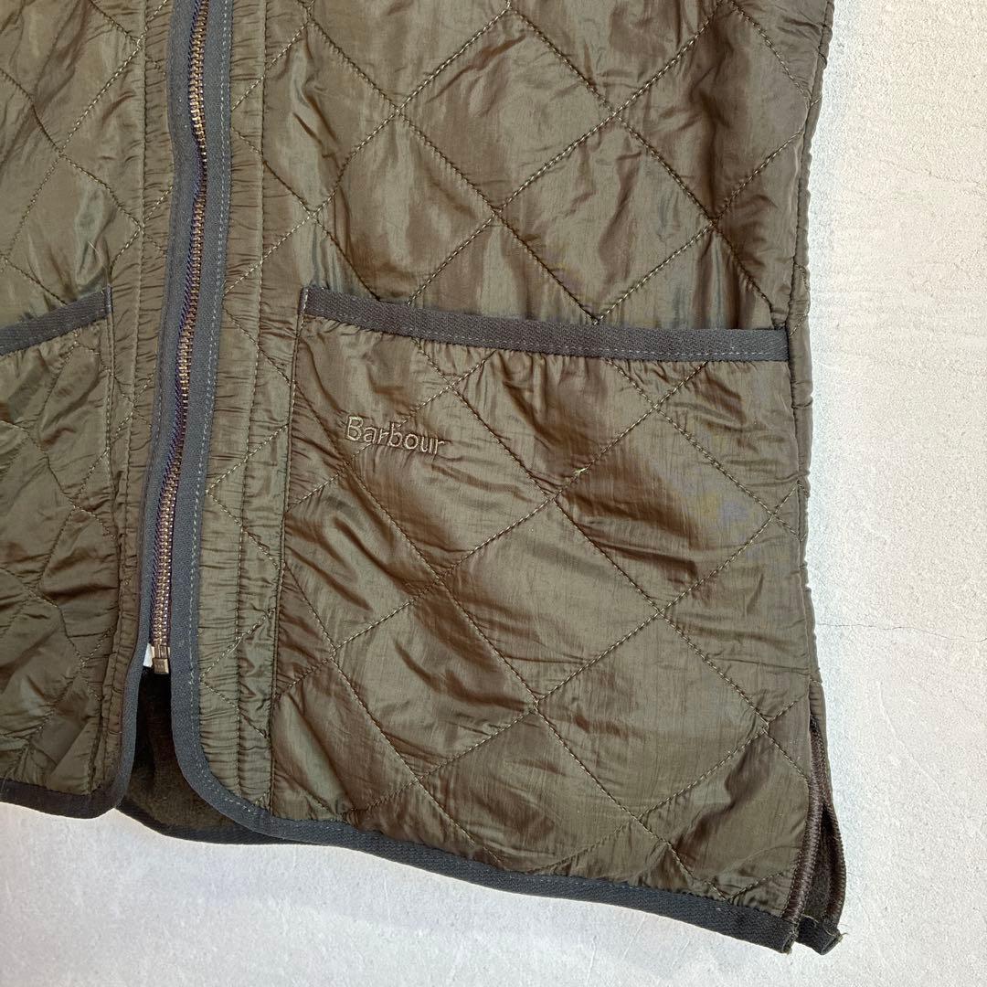 バブアー Barbour オリーブ キルティングベスト S リバーシブル