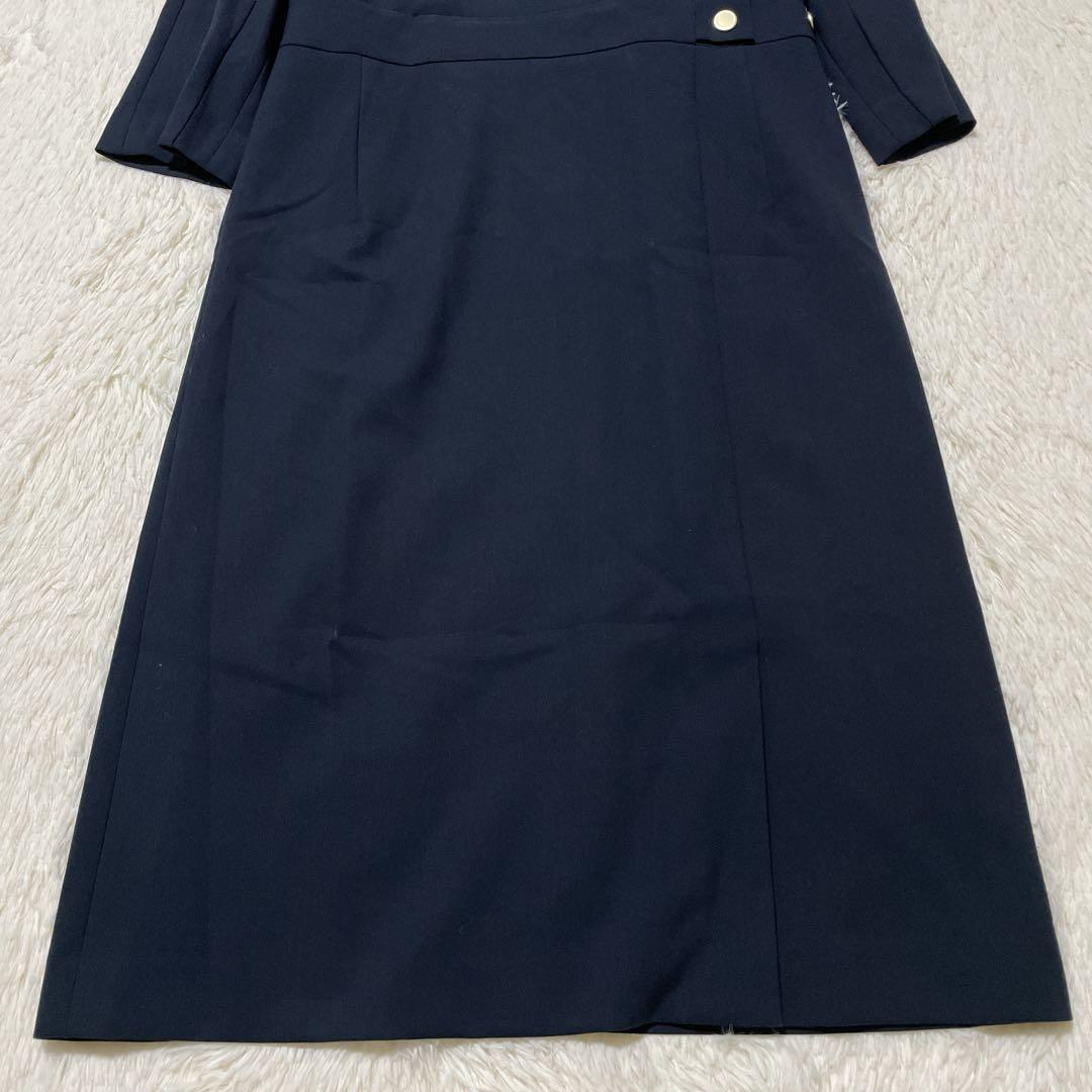 【新品タグ付き】 ドゥクラッセ 金ボタン ロングワンピース ネイビー 3L