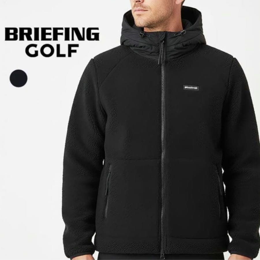 美品✨BRIEFING ボア パーカー ロゴ 機能性◎ ブラック L ゴルフ
