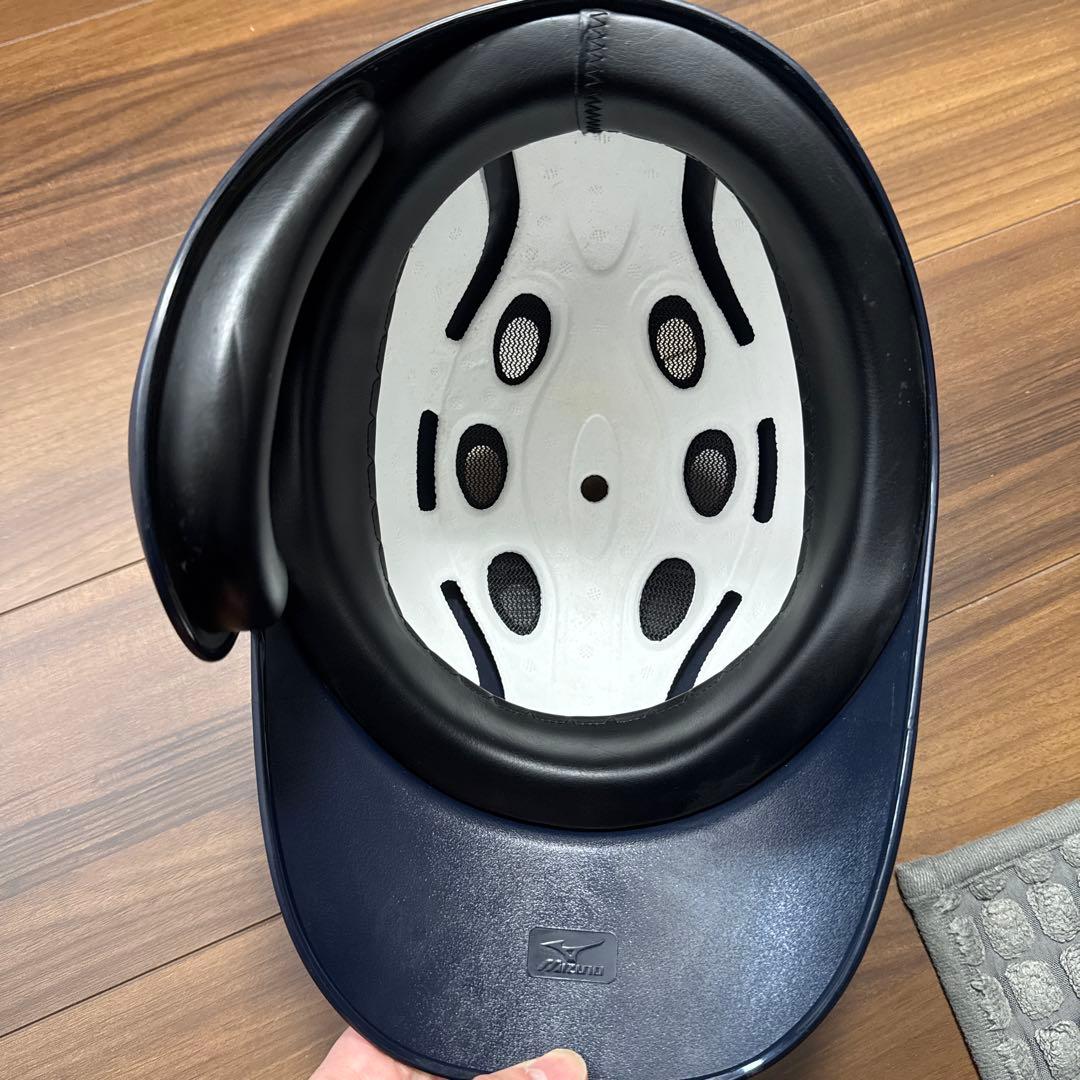 ミズノ 軟式ヘルメット　片耳　艶消しネイビー