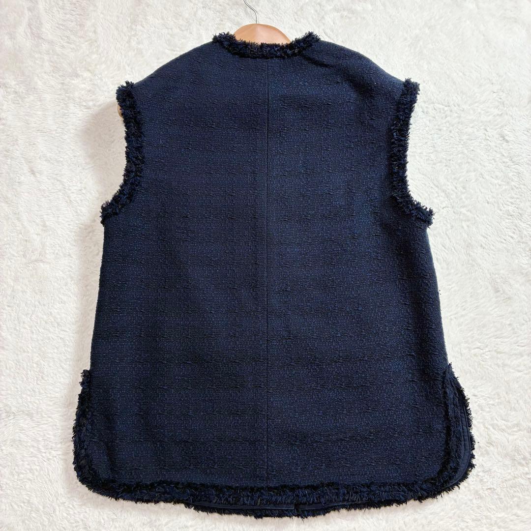 ルーニィ ミックスツイードジレ ネイビー フリンジ 金ボタン 近年モデル