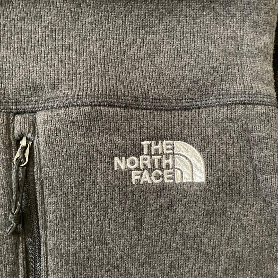 【ザ・ノースフェイス】フリースベスト　M ダークグレー　刺繍ロゴ　美品