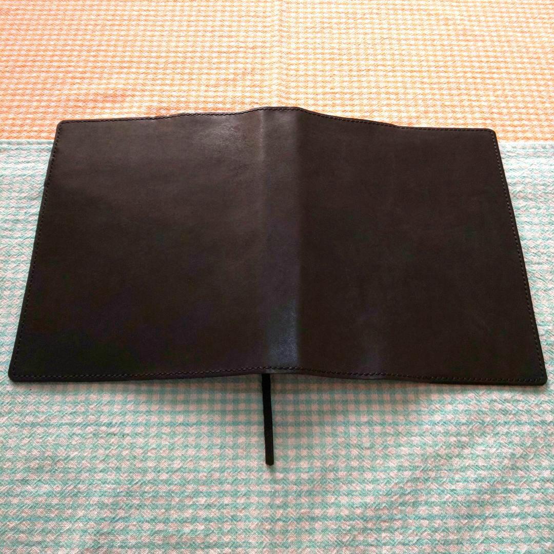 オイルワックスヌメ革 黒レザーカバー、A5サイズ20穴 手帳セット