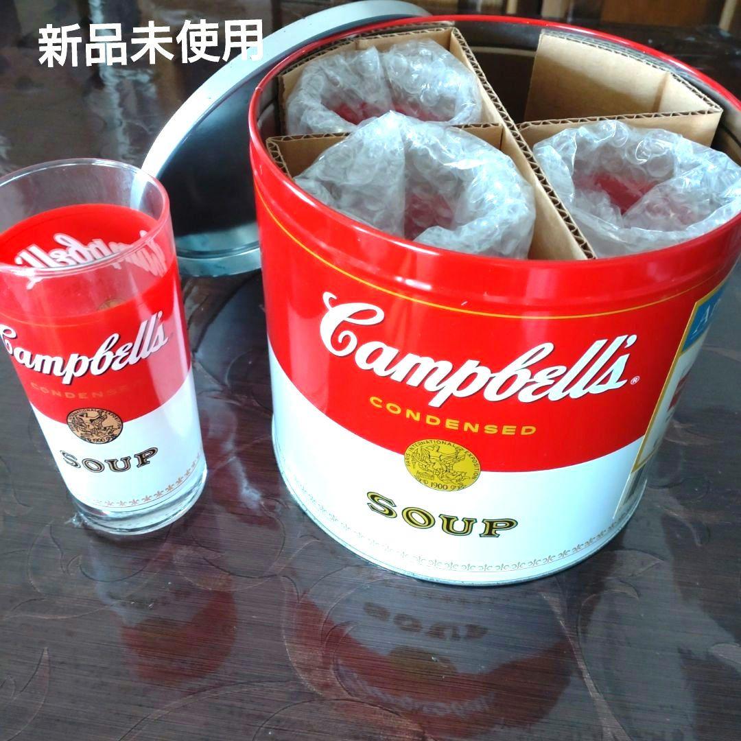 Campbell's コンデンススープ缶グラス4個セットアメリカン雑貨新品未使用