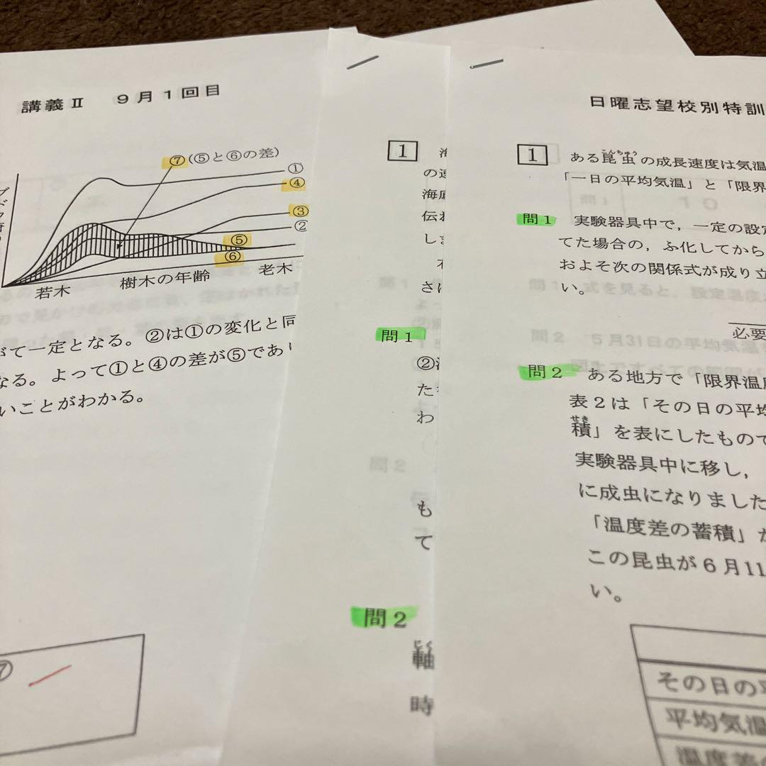 浜学園　M灘コース　小6理科　9〜12月　日曜志望校別特訓問題集　追加教材