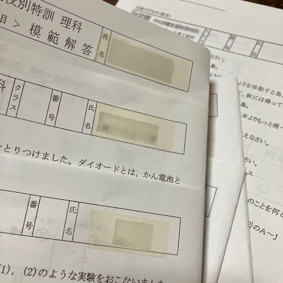 浜学園　M灘コース　小6理科　9〜12月　日曜志望校別特訓問題集　追加教材