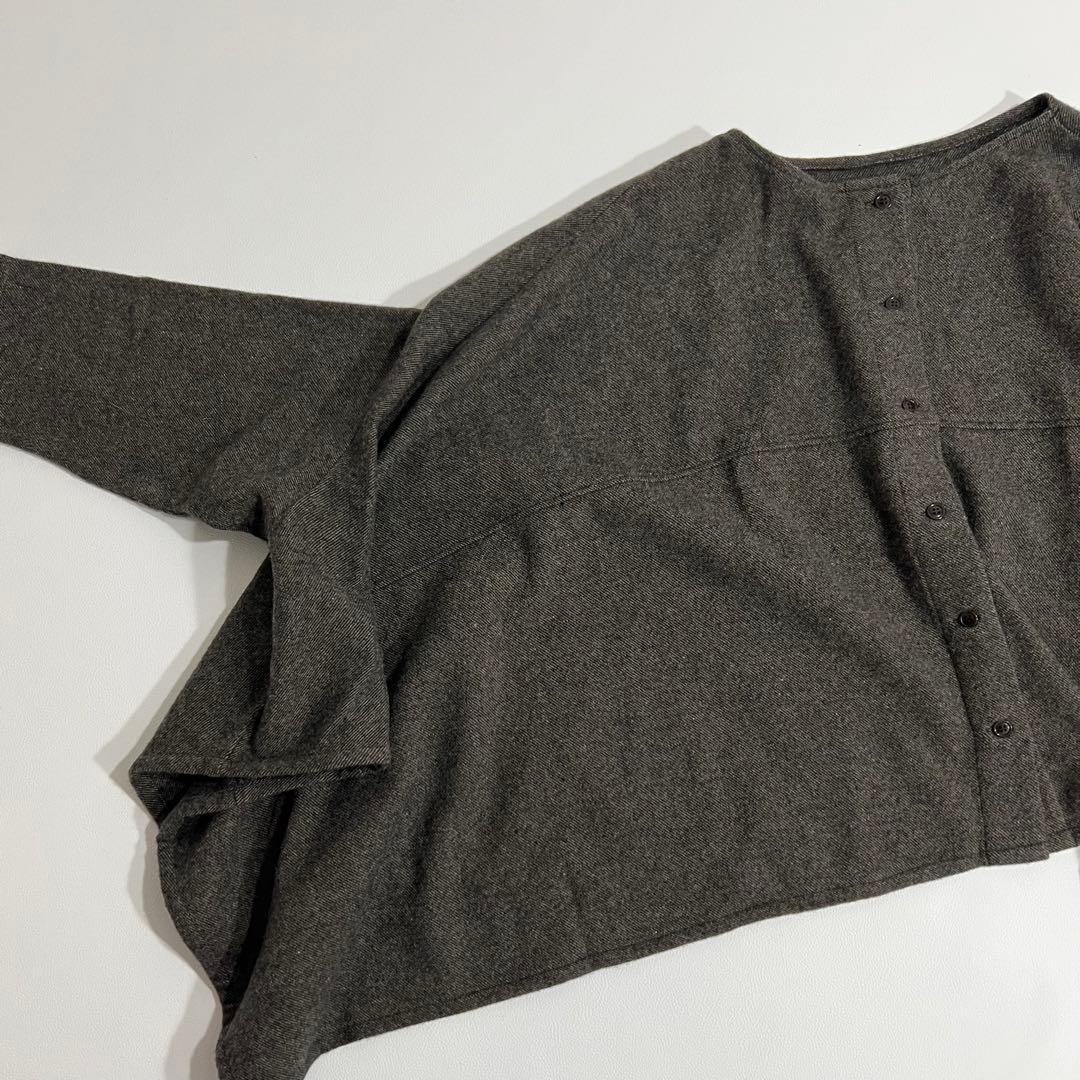 良品　nest Robe ネストローブ　ワイドウールブラウス　ブラウン系　F