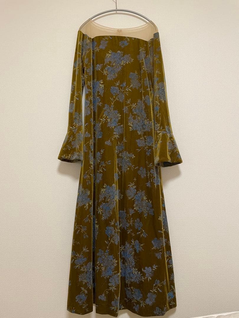ワンピース Ameri Vintage FLOWER PRINT VELOUR DRESS
