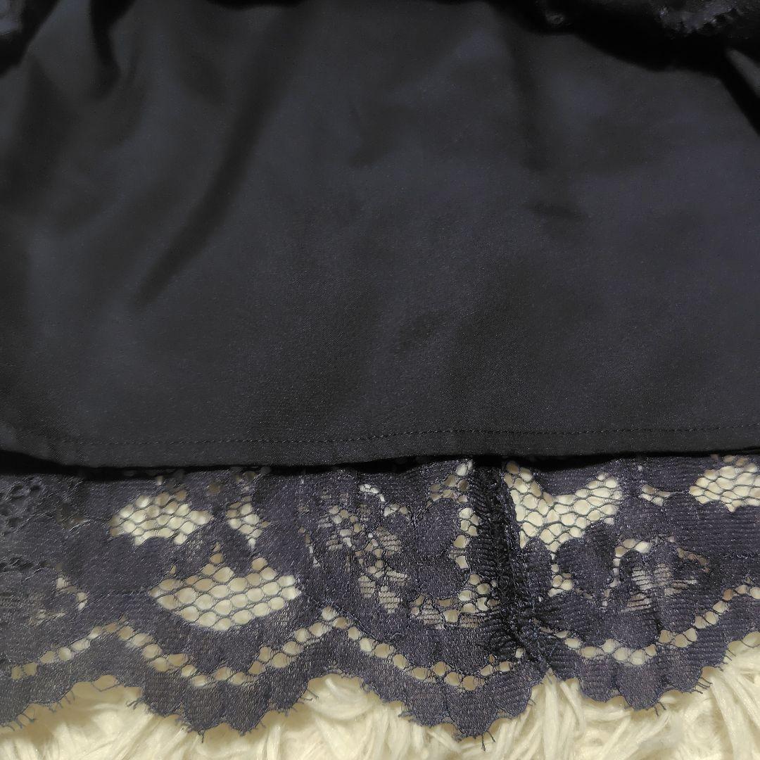 【極美品♡希少42】ローズティアラ高級ライン　フラワー刺繍&レースワンピース　紺