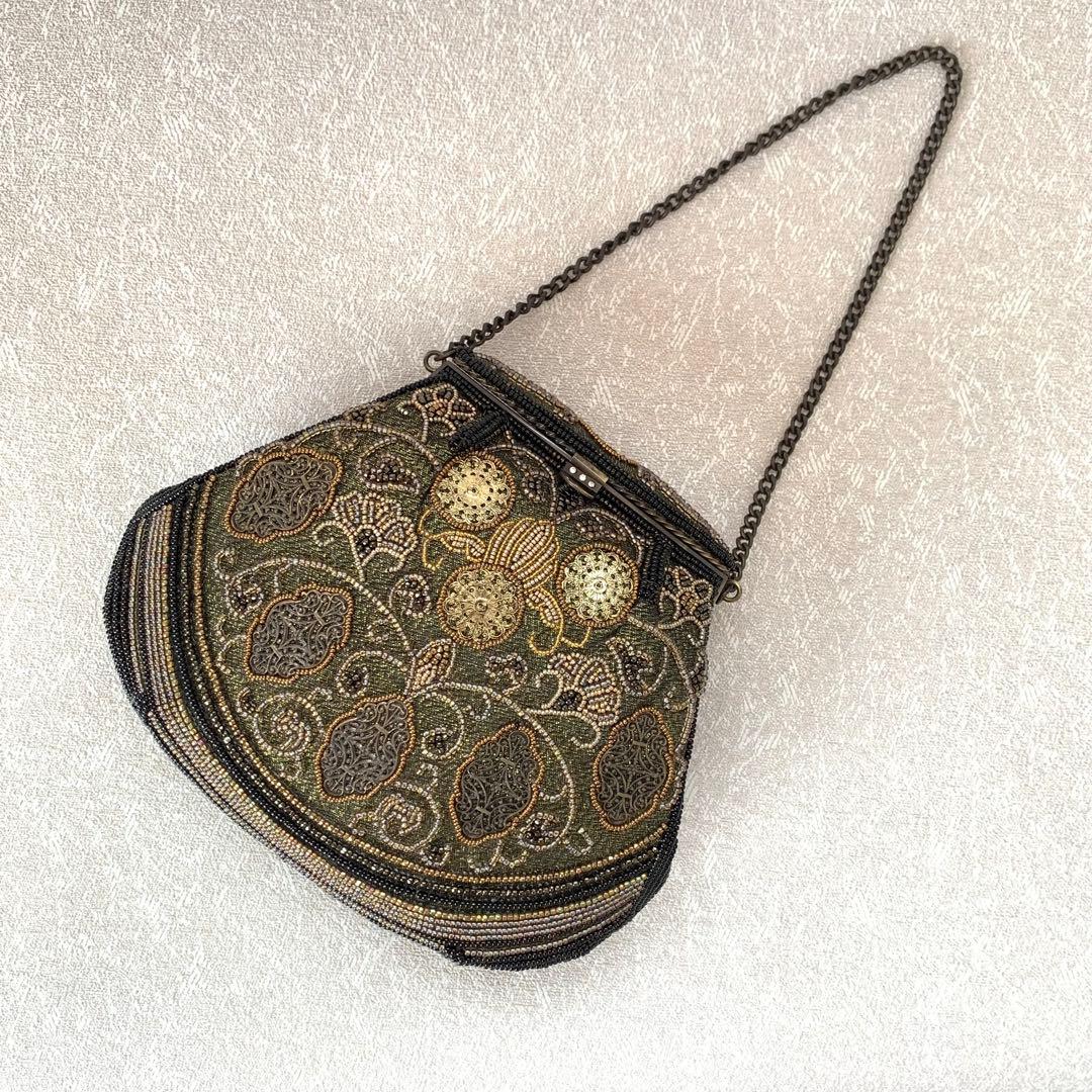 手刺繍ビーズバッグ ビーズパーティーバッグ 和装洋装