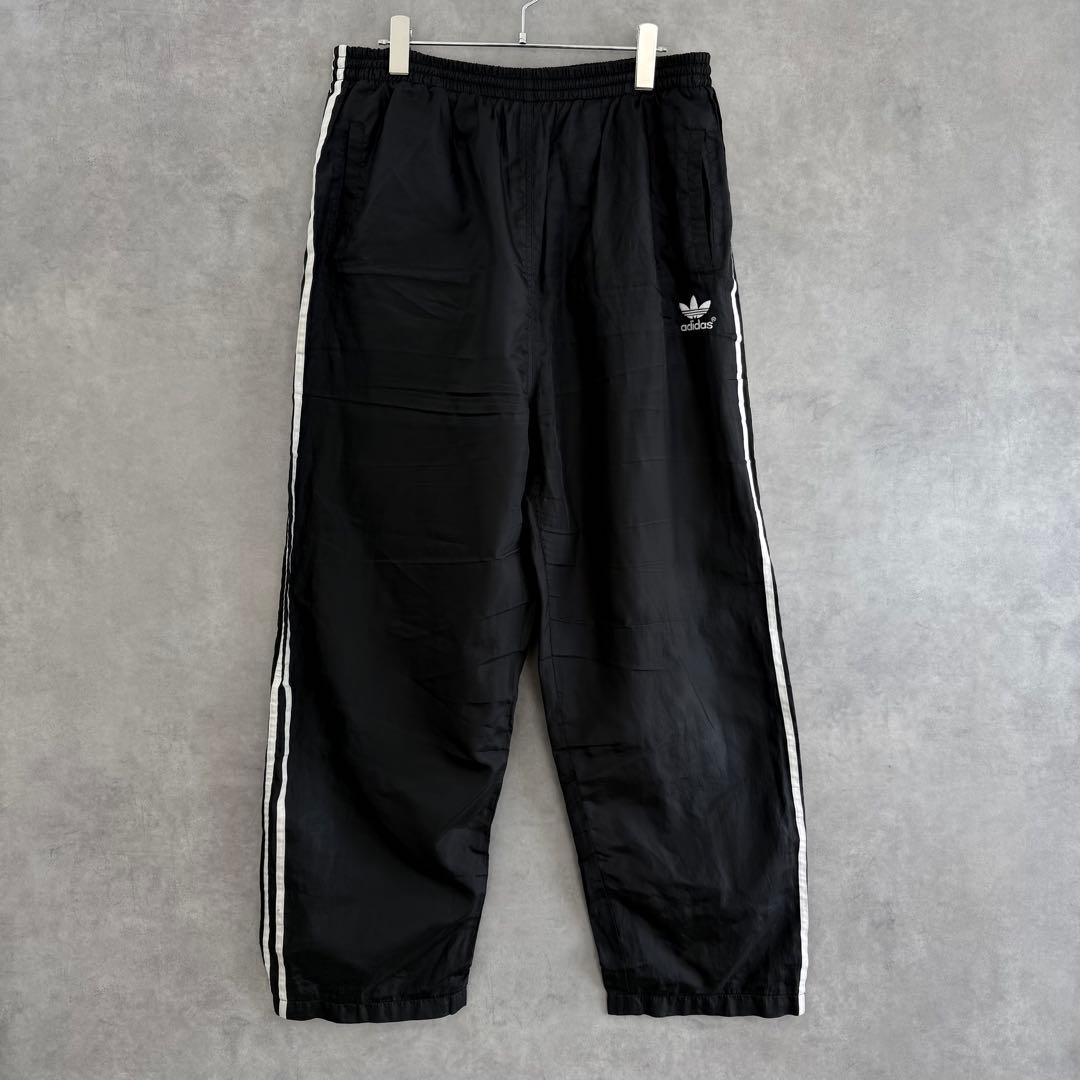 80sヴィンテージ old adidasアディダス トラックパンツ ブラック L