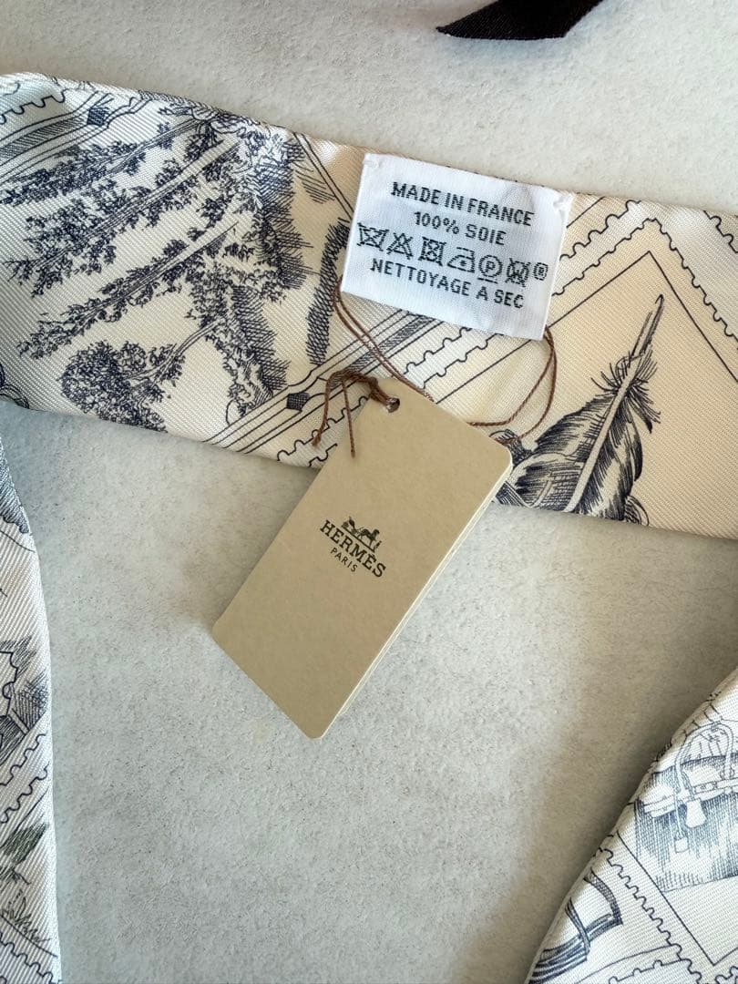【新品タグ付き】 HERMES ツイリー 《フォーブルの切手愛好家》