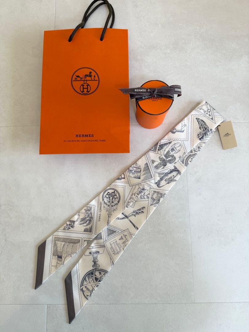 【新品タグ付き】 HERMES ツイリー 《フォーブルの切手愛好家》