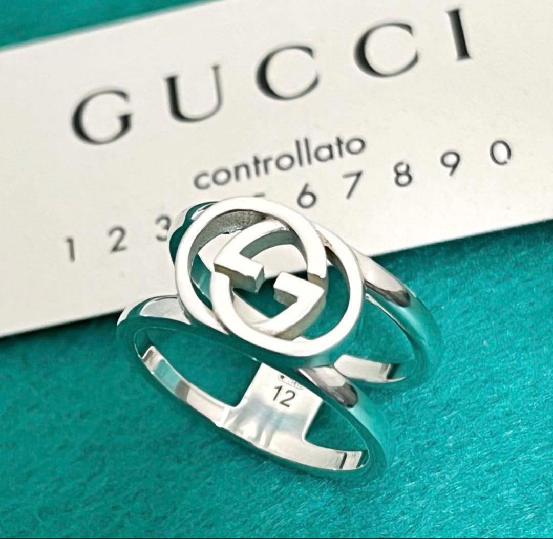 極美品‼️GUCCI 指輪　インターロッキングワイドリング　11号
