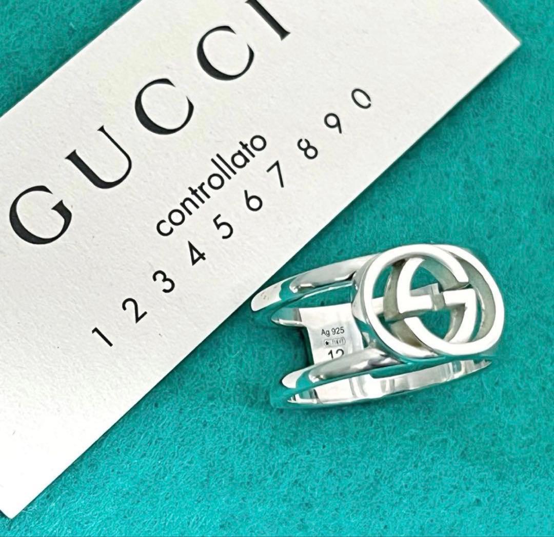 極美品‼️GUCCI 指輪　インターロッキングワイドリング　11号