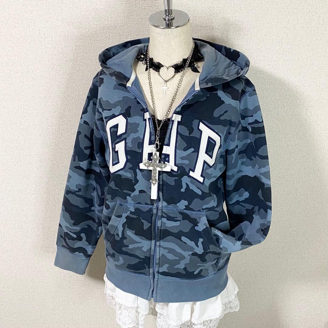 y2k GAP 迷彩 フルジップパーカー ロゴ グランジ 平成ギャル