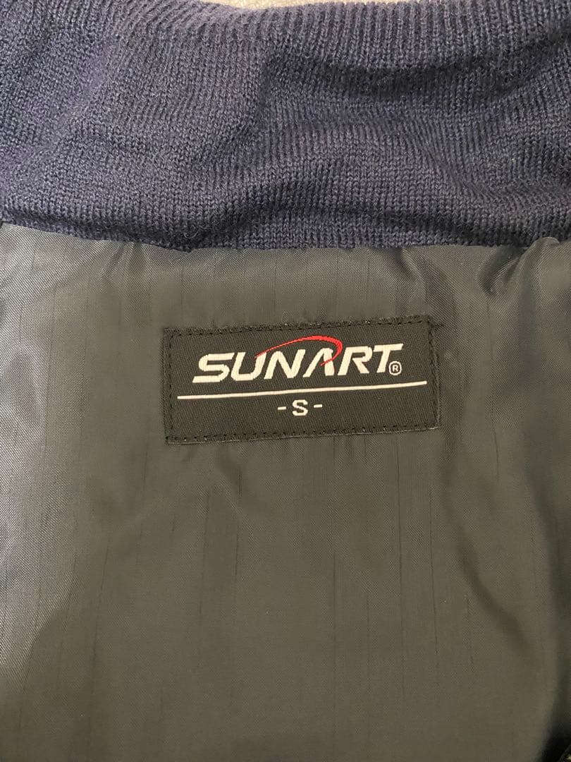 【美品】SUNART ヒーター内蔵ニットベスト ぬくさに首ったけ　ネイビー S