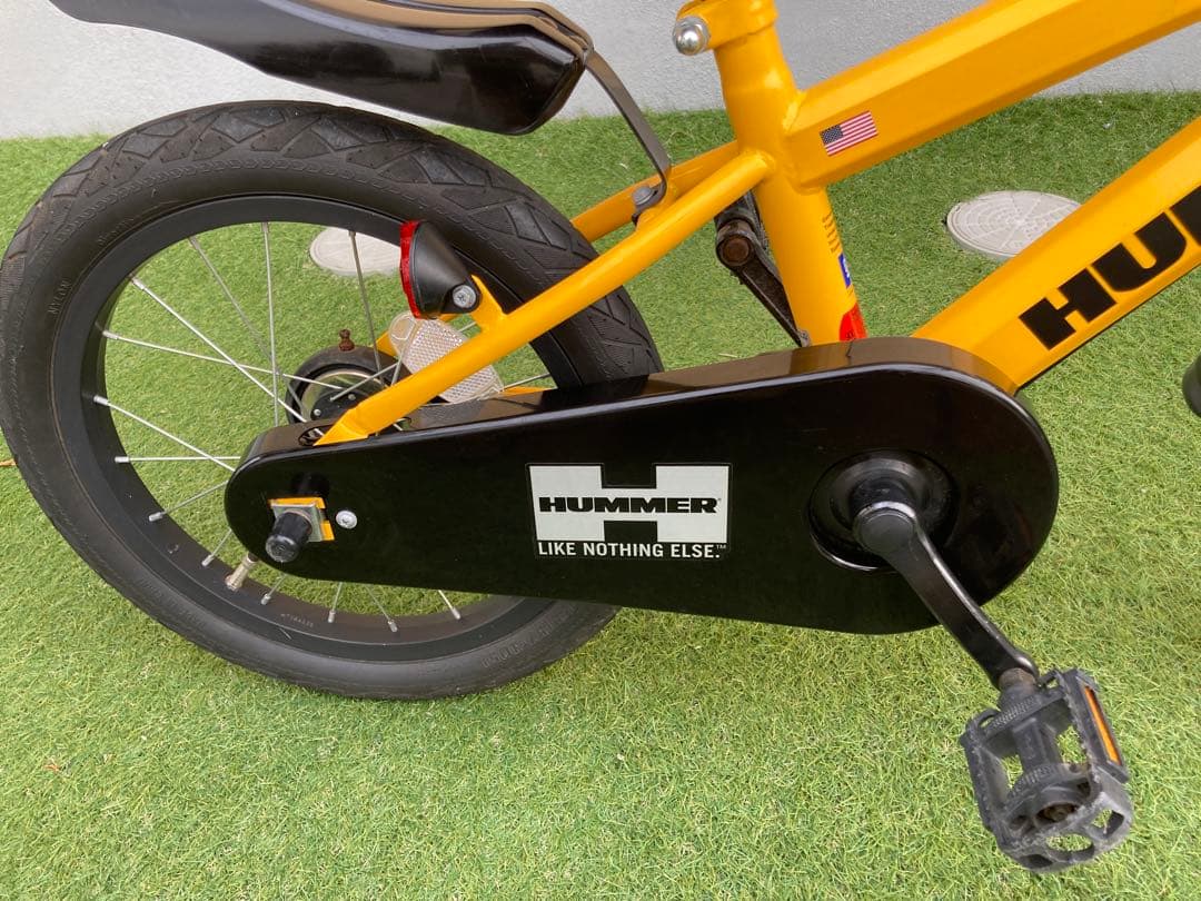 HUMMER 幼児用自転車 イエロー 前カゴ、補助輪付き