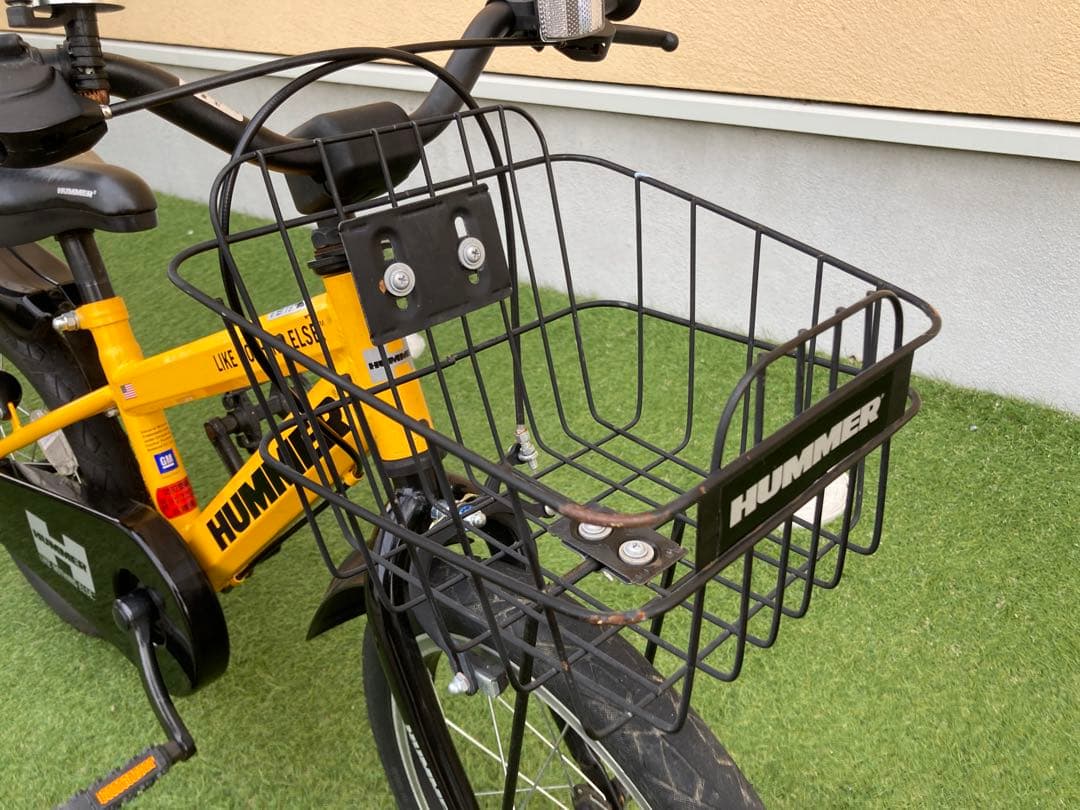 HUMMER 幼児用自転車 イエロー 前カゴ、補助輪付き