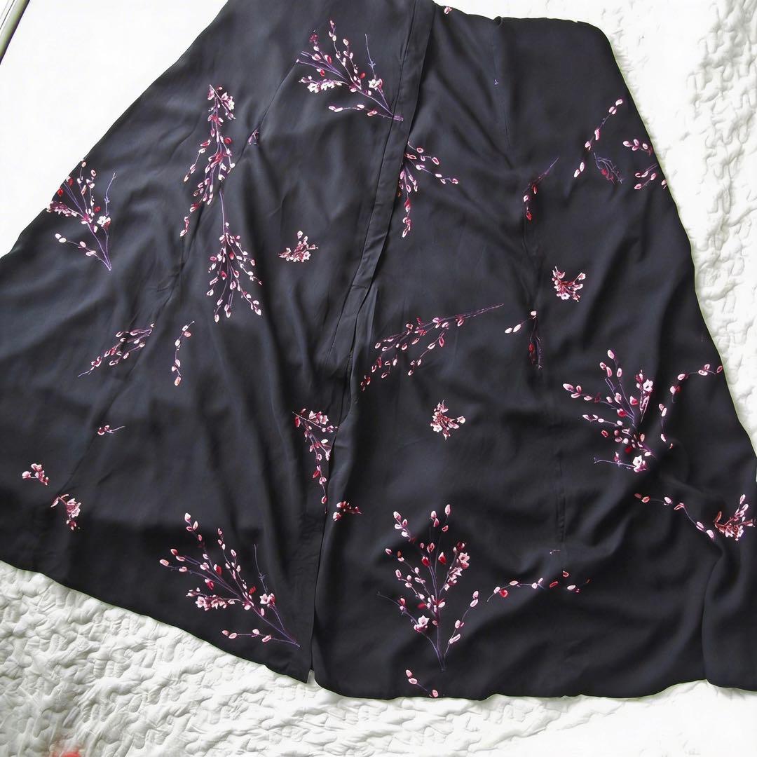 【未使用/ZARA/ザラ】桜ロングシャツワンピース/XS/黒/春/ブラック