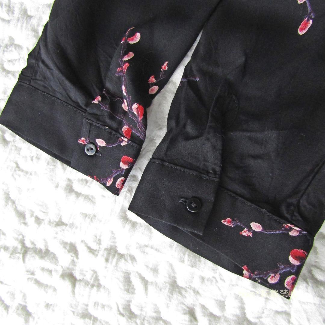 【未使用/ZARA/ザラ】桜ロングシャツワンピース/XS/黒/春/ブラック