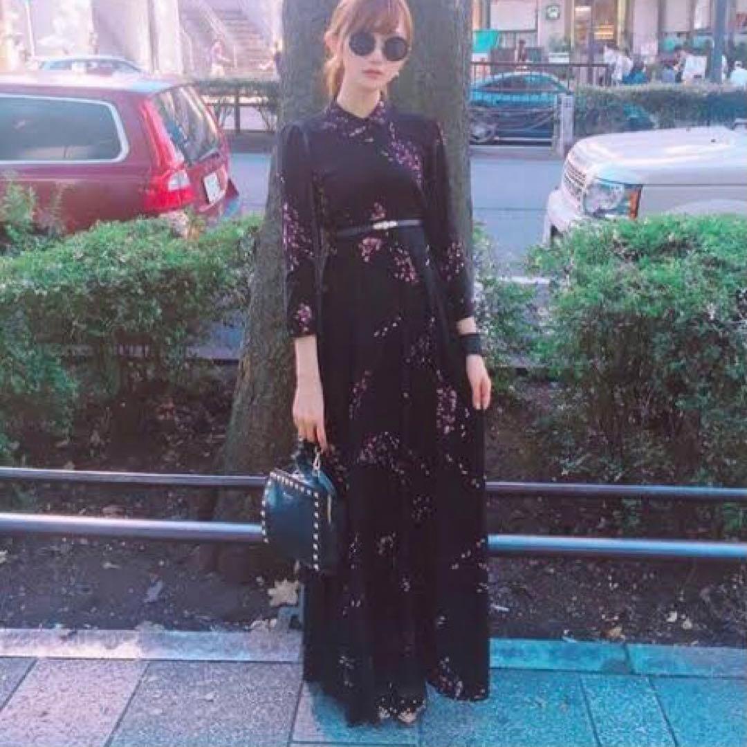 【未使用/ZARA/ザラ】桜ロングシャツワンピース/XS/黒/春/ブラック