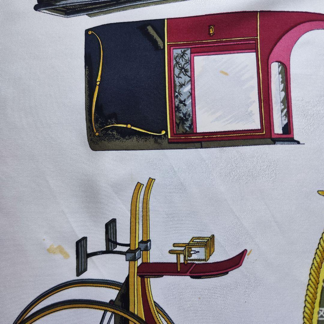 【美品】HERMES エルメス カレ90 折畳み式幌の馬車 ボルドー