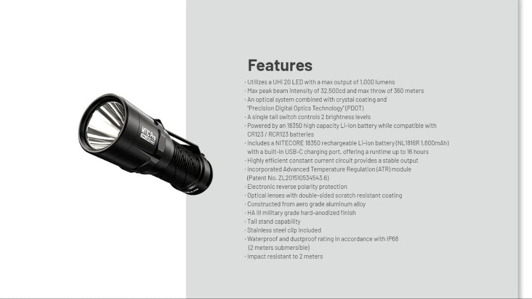 NITECORE MT1C Pro 懐中電灯