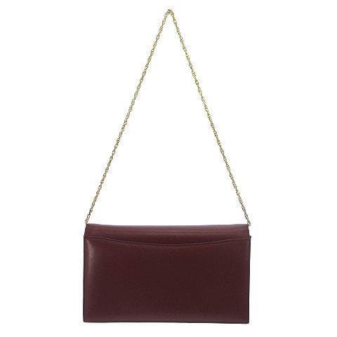【正規品】カルティエ ヴィンテージ バッグ レザー×チェーン ボルドー 肩掛け可