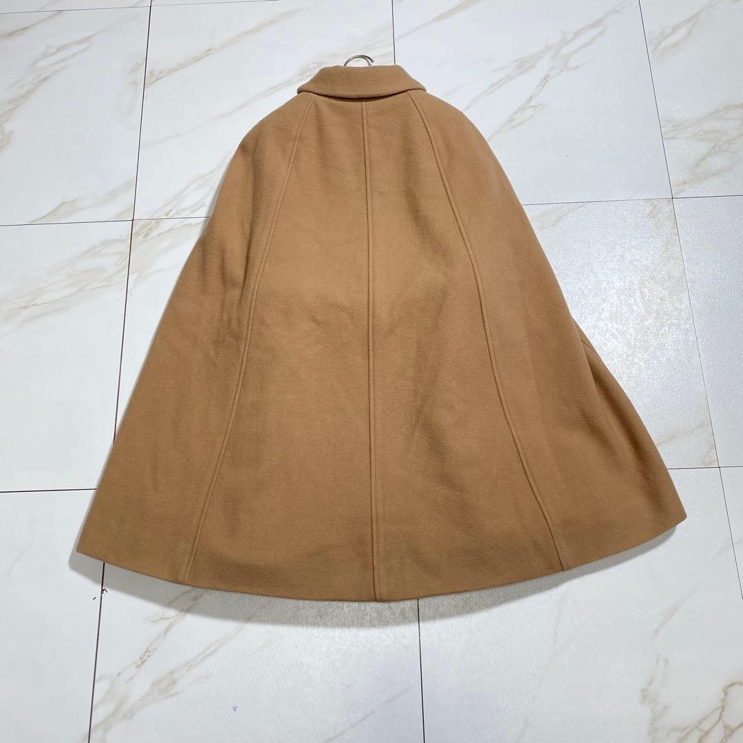美品♡リリーブラウン レザーパイピング ケープコート ポンチョ 羊毛 キャメル