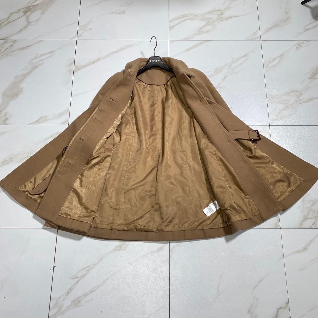 美品♡リリーブラウン レザーパイピング ケープコート ポンチョ 羊毛 キャメル