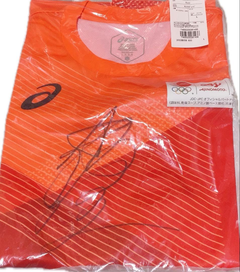 【レア】バドミントン 奥原希望 選手 直筆サイン入り アシックス Tシャツ L