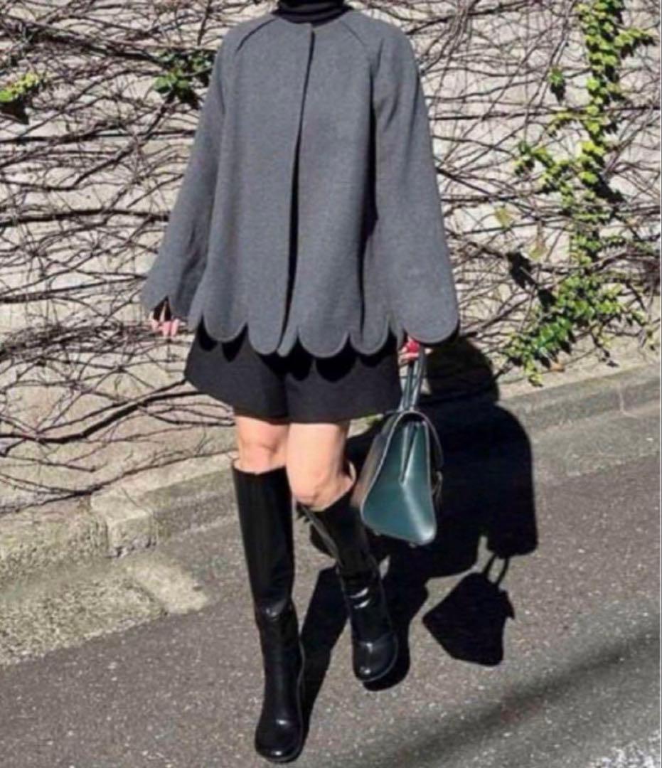 美品　シーニュ cygne スカラップケープ　Sophie+グレー