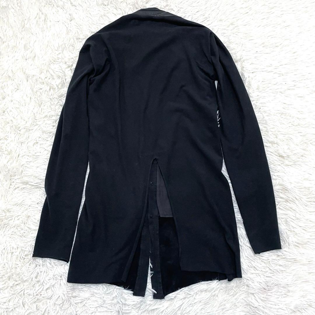 美品　 no no yes！ レザーコットンカーディガン　ブラック