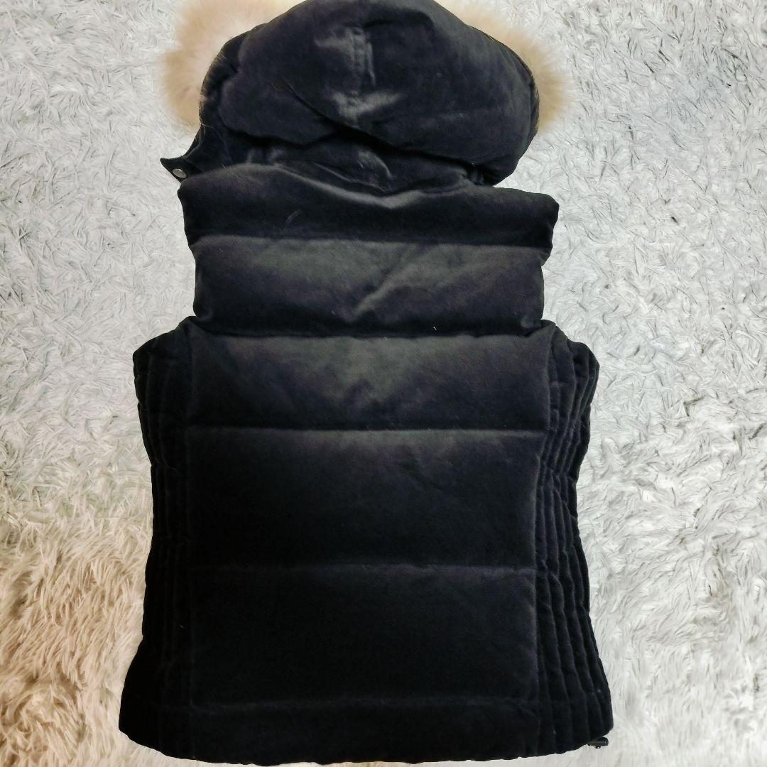 y2k ABAHOUSE ベロア ダウンベスト 黒 ラクーンファー 00s L