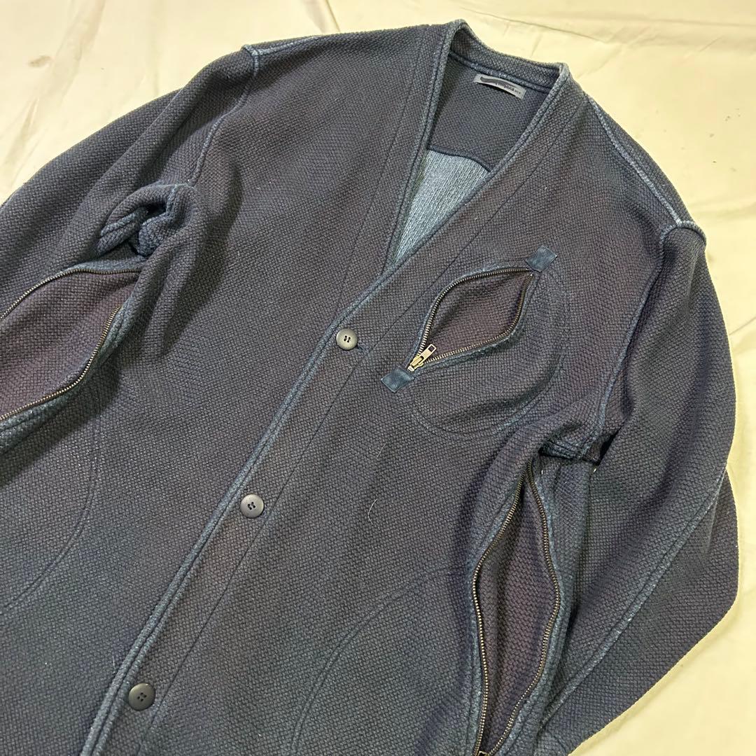 ISSEY MIYAKE MEN ダークブルー ロングカーディガン