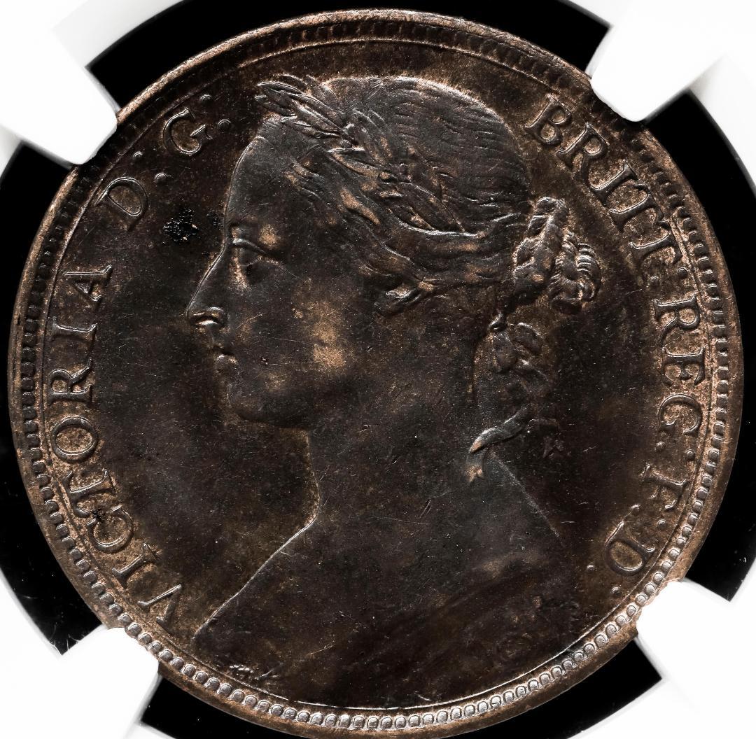 NGC-AU58BN　イギリス　ヤングヴィクトリア　1889　ペニー　銅貨