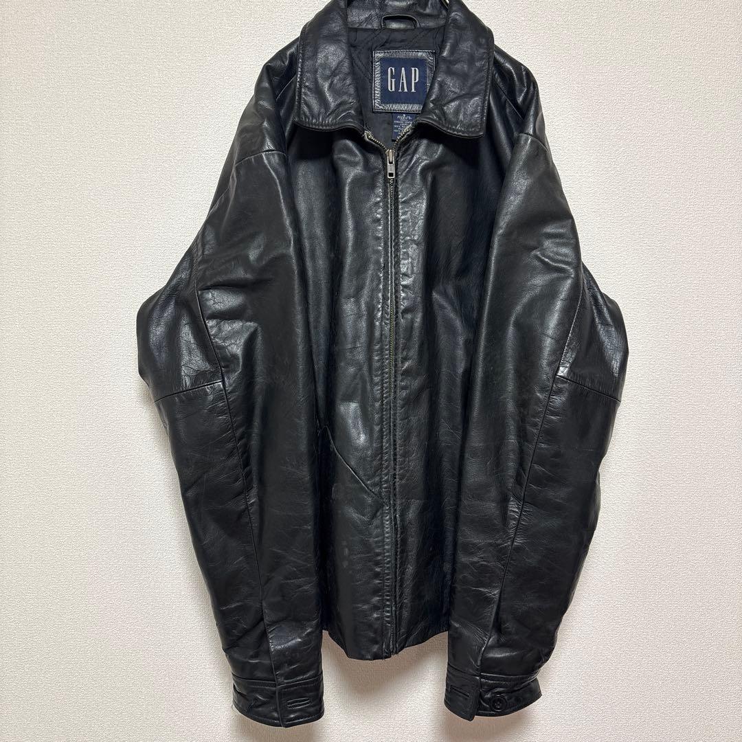 GAP ブラックレザー ジャケット 黒 古着