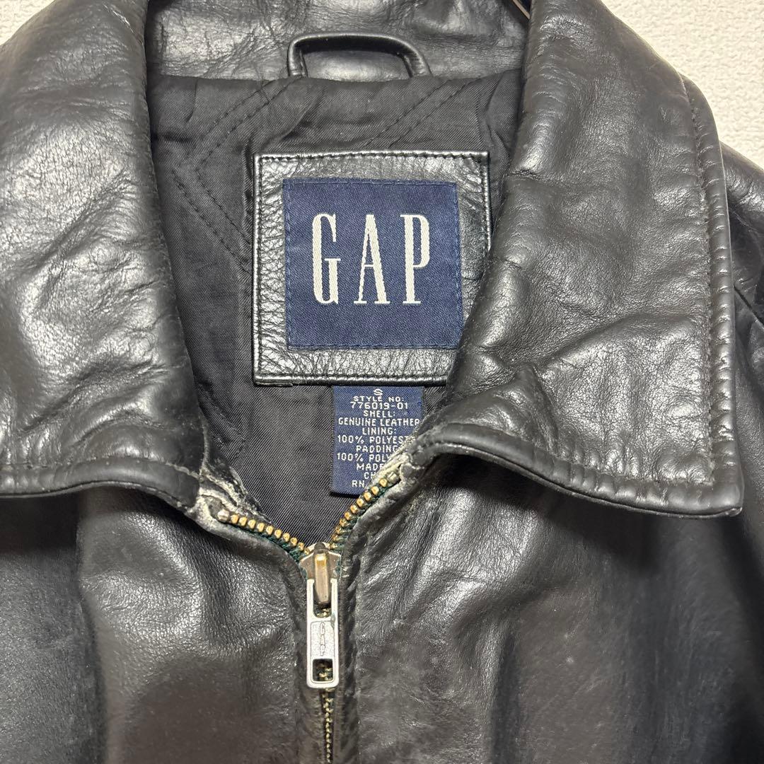 GAP ブラックレザー ジャケット 黒 古着